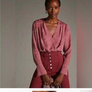 Favorite Daughter NWT Date Night Bodysuit Blouse Mauve Floral Pink size XL $218